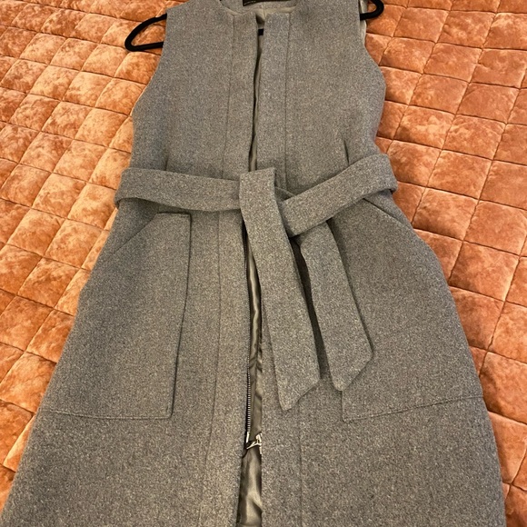 ZARA Wool Blend Long Vest Coat with Zipper - Picture 3 of 11
